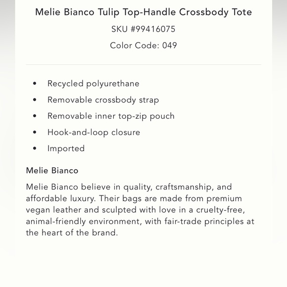 Melie Bianco x Anthropologie Tulip Top-Handle Crossbody Tote 2 in 1 - Picture 7 of 10